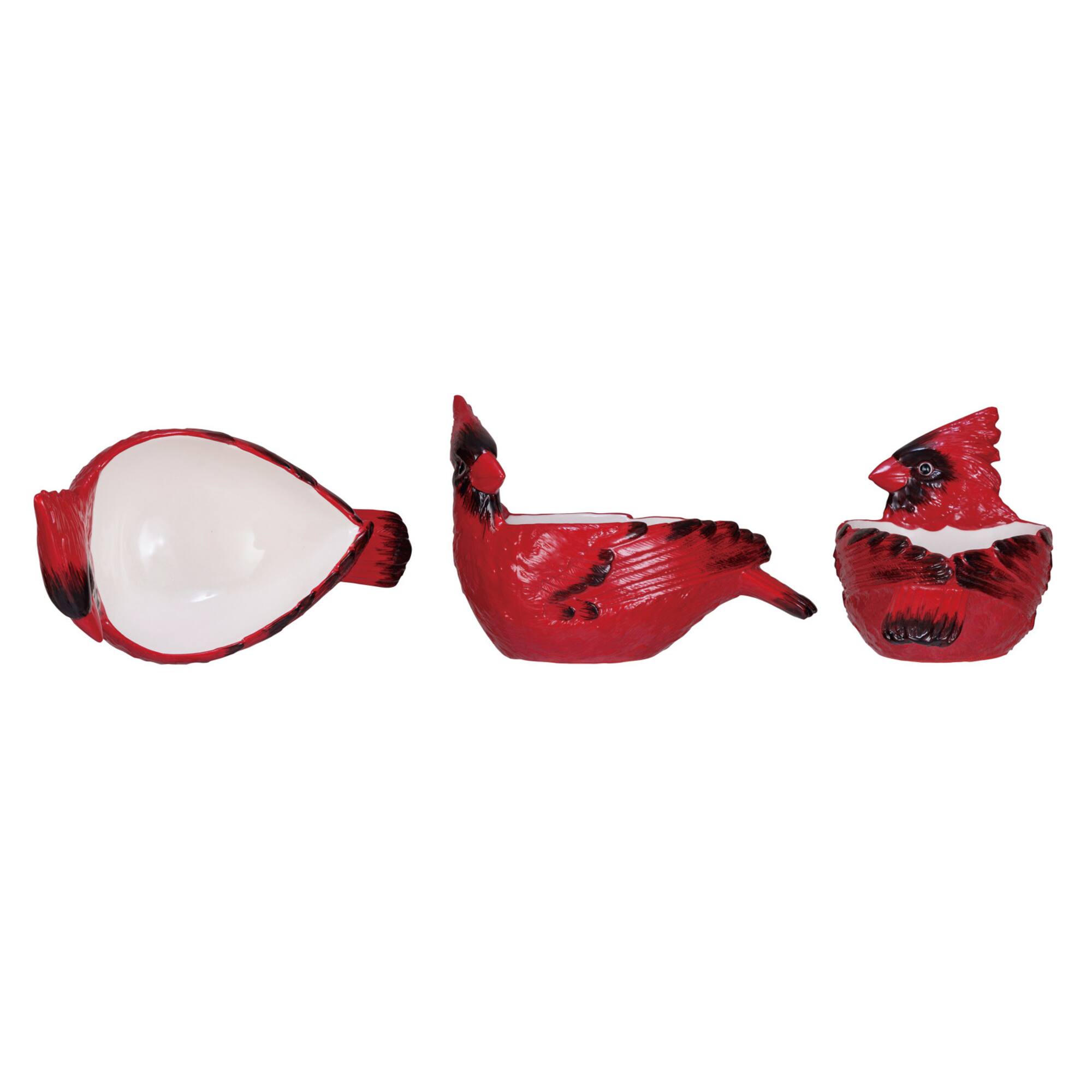 Hello Honey® 8" Red & Black Cardinal Shaped Stoneware Bowl
